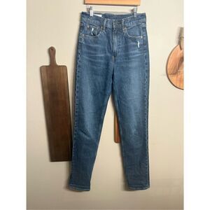Gap dark Indigo Denim Medium Wash Sky High Straight Jeans Size 4 Tall